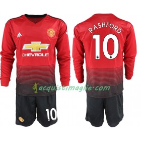 Divisa di Calcio Manchester United RASHFORD 10 Bambino Prima 2018/2019 Manica Lunga